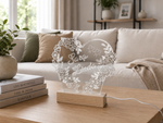 Lampada LED personalizzabile in acrilico cuore floreale – 7 Colori RGB con base in legno